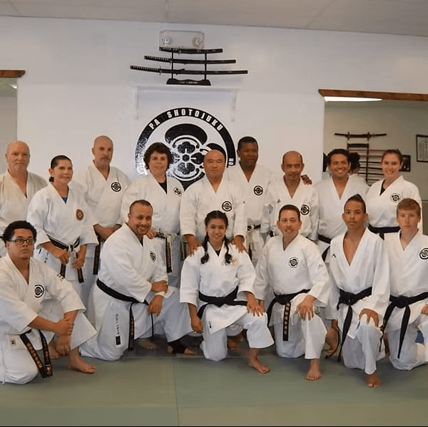 PA Shotojuku dojo family group photo in the training hall